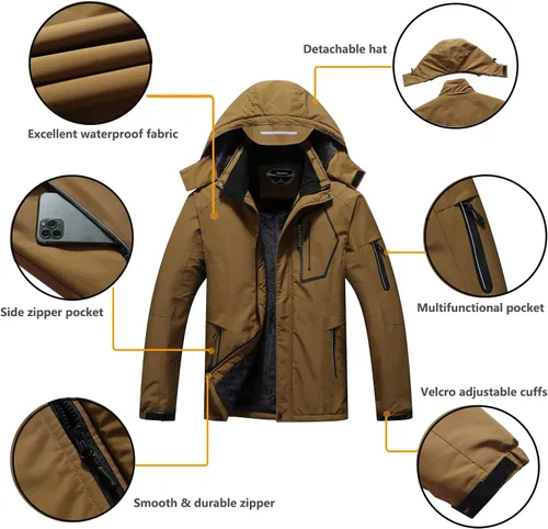 Miniatura 5 de Chaqueta de esquí impermeable con capucha para hombre, abrigo cálido de nieve para el invierno