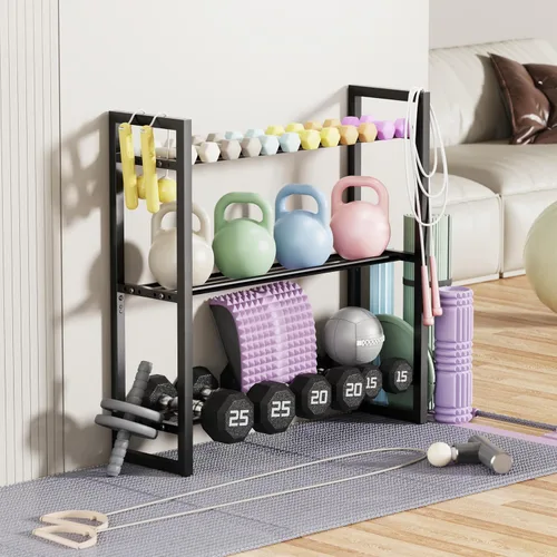 Miniatura 6 de Estante para mancuernas de 3 niveles, soporte de pesas para gimnasio en casa
