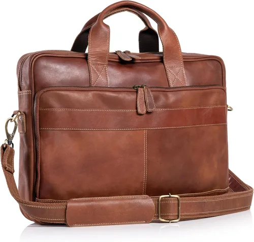 Miniatura 8 de KomalC Maletines de cuero de 16 pulgadas para computadora portátil, bolsas de mensajero para hombres y mujeres, mejor bolso de oficina