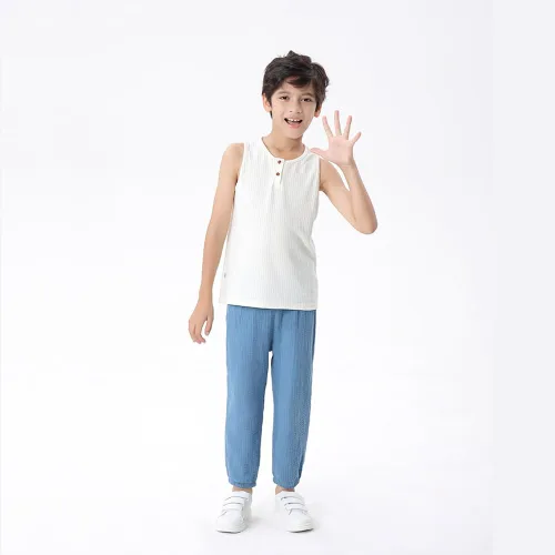 Miniatura 5 de GFQLONG Paquete de 3 pantalones casuales básicos lisos para bebé, verano, otoño, cómodos, de algodón y lino, paquete de 3