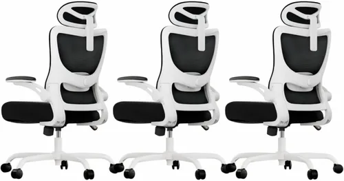 Miniatura 10 de Marsail - Silla ergonómica de oficina - Silla de escritorio con respaldo alto de malla y soporte lumbar ajustable, silla giratoria con ruedas