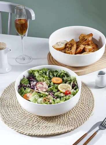 Miniatura 3 de Onniyor Ensaladeras grandes de porcelana, cuencos grandes de 110 onzas (10 pulgadas), juego de cuencos resistentes para pasta, cuencos para mezclar