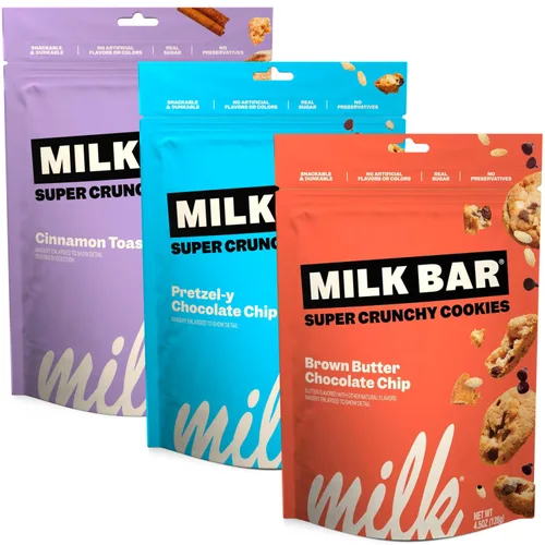 Miniatura 9 de Milk Bar Crunchies Galletas crujientes del tamaño de un bocado sin sabores artificiales ni conservantes Paquete de 3, bolsas de 4.5 onzas