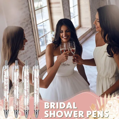 Miniatura 7 de Chuangdi 24 bolígrafos de boda para invitados, bolígrafos de despedida de soltera con citas, tinta negra para firma de libros de visitas, mesa
