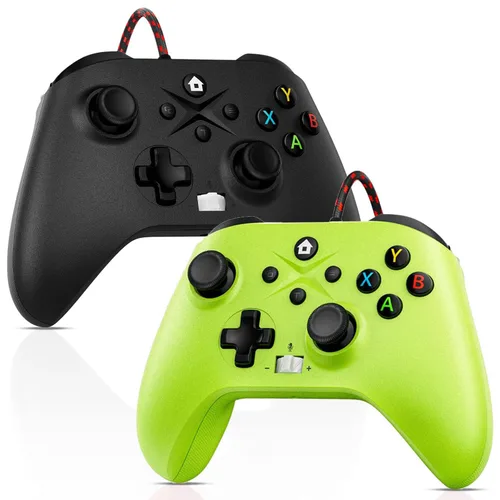 Gamrombo Paquete de 2 controladores con cable compatibles con Xbox Series X/S/Xbox One/Xbox One S/One X, PC con función turbo/macro/conector para