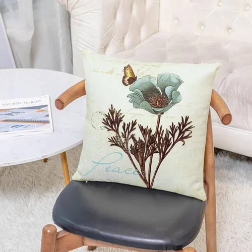 Miniatura 8 de Juego de 4 fundas de almohada decorativas de plantas verdes de 16 x 16 pulgadas, decoraciones de verano, fundas de almohada cuadradas de lino