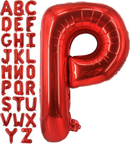 Miniatura 30 de Lovoir Globos grandes de 40 pulgadas con la letra T roja de gran tamaño, globo de helio de aluminio de Mylar para decoración de fiesta de Letra roja
