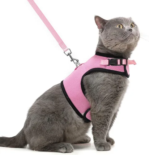 Miniatura 7 de PUPTECK Juego de arnés y correa de malla suave para gatos, arnés acolchado para mascotas, a prueba de escape, para gatos, perros pequeños, conejos