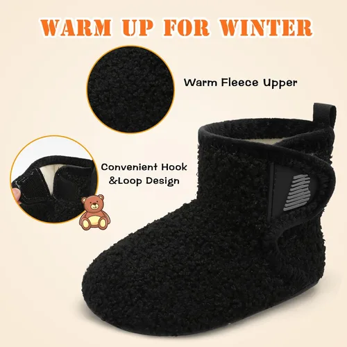 Miniatura 2 de BARERUN Pantuflas para niños y niñas, zapatos de casa para bebés, botines de invierno de felpa acogedora para niños, pantuflas cálidas y ligeras