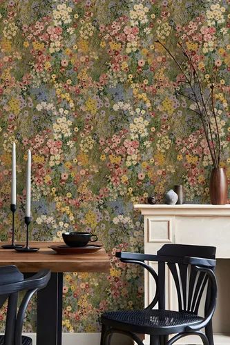 Miniatura 3 de Papel tapiz floral para despegar y pegar, papel de pared bohemio, extraíble, impermeable, patrón de pétalos verdes, papel de contacto