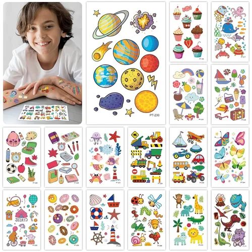 Miniatura 4 de EMOME Mangas de tatuaje para niños, 66 hojas de tatuajes temporales para niñas y niños, calcomanías de tatuajes falsos con temática de sirena