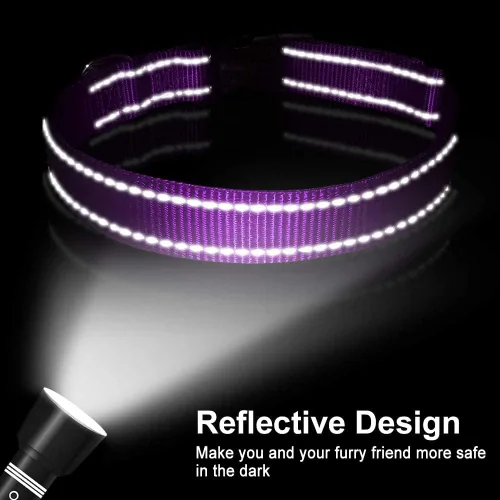 Miniatura 6 de FunTags Collar Reflectante para Perros, Collares de Nailon Resistentes para Perros Medianos Hembras y Machos, Collar Ajustable para Perros