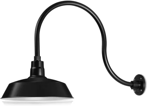 Miniatura 44 de 14 pulgadas. RLM Warehouse - Pantalla con brazo de cuello de cisne y bombilla Led A19 5000K de 9W Galvanizado (paquete de 2)
