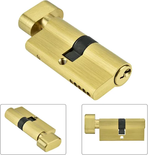 Miniatura 4 de Cerradura de cilindro de 2.559 in, cilindro de bloqueo de puerta antirrobo de cobre, cerradura de cobre de seguridad, interior para dormitorio, sala