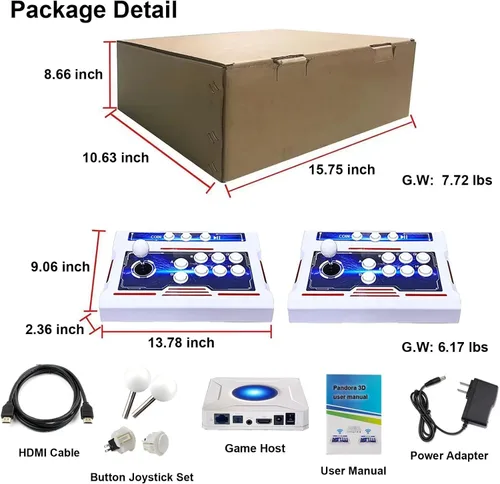 Miniatura 7 de [39800 juegos en 1] Pandora Box 3D Arcade Game Machine, Doble Wireless Joystick Arcade Console, función WiFi para agregar juegos en línea, PC