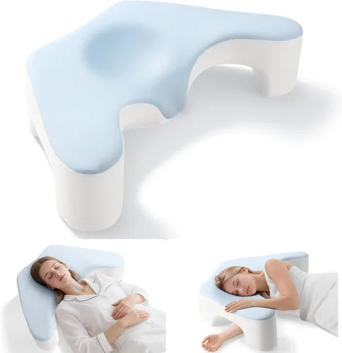 Miniatura 8 de Almohada para dormir de lado para aliviar el dolor de hombro, almohada de espuma viscoelástica con diseño de orificio para el brazo y soporte