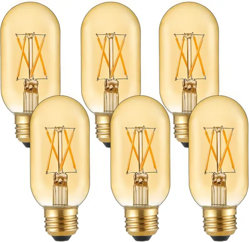 LiteHistory foco LED E26 de 6 W, equivalente a 60 W, blanco cálido 2200 K, ámbar, E26, bombilla Edison regulable, CA 120 V, 400 lm, foco LED tubular