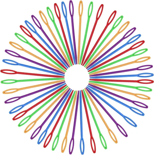 50 agujas de tejer coloridas de 3.54 pulgadas, agujas de hilo de plástico de ojos grandes, agujas de coser de plástico, agujas de aprendizaje para