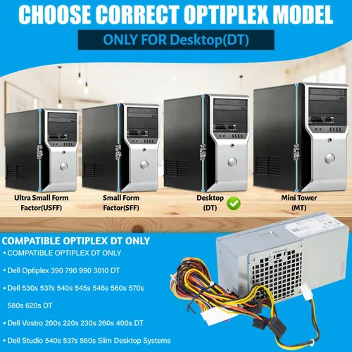 Miniatura 2 de D250AD-00 H250ad-00 Fuente de alimentación de 250W para Dell Optiplex 390 3010 990 790 DT 530s 537s 540s 545s 546s 560s 570s 580s Vostro 200s 220s