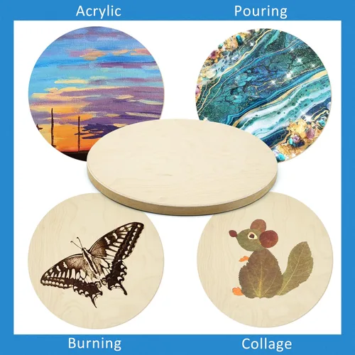 Miniatura 3 de Falling in Art Kit de paneles de lona de madera de abedul redondos sin terminar, 2 paquetes de 12 pulgadas de estudio de 3/4 pulgadas de profundidad