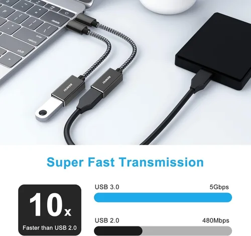 Miniatura 2 de BENFEI Adaptador USB C a USB 3.0, paquete de 2 adaptadores USB C a A macho a hembra compatibles con MacBook 2022 2021 2020, Samsung Galaxy Note 20