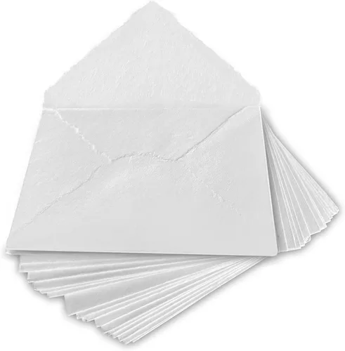 Miniatura 10 de Wanderings Sobres blancos hechos a mano con pétalos de flores reales de 4.25 x 6.25 pulgadas, paquete de 25 sobres de prensa en frío para anuncios
