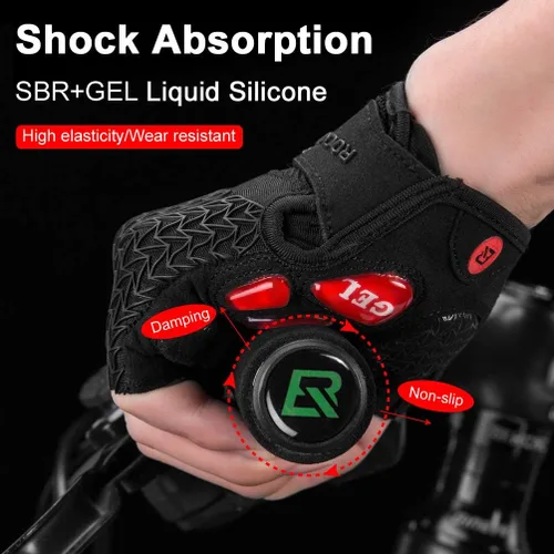 Miniatura 4 de ROCKBROS Guantes de ciclismo de carretera para hombres y mujeres Guantes de viaje medio dedo guantes de ciclismo con gel acolchado absorción