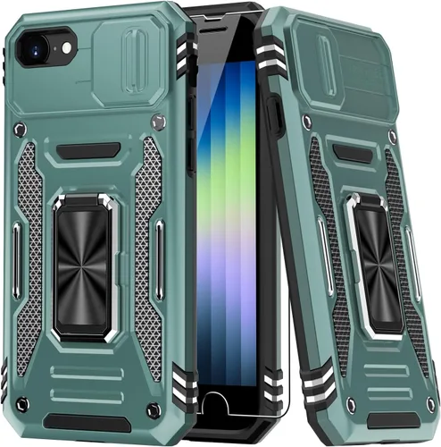 Miniatura 9 de MERRO Funda para iPhone 13 Pro con protector de pantalla, protección de cámara deslizante, funda resistente de grado militar con soporte magnético