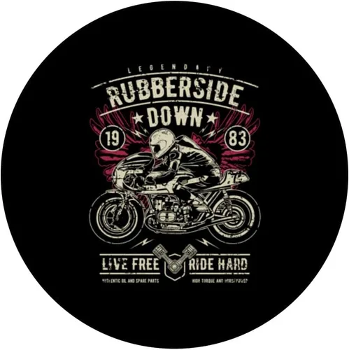 Miniatura 3 de Retro Cafe Racer Rubberside Down Motorcycle Race Design PopSockets Swappable PopGrip