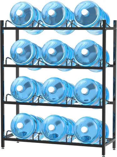 Estante para jarra de agua de 12 bandejas, soporte para botellas de agua de 5 galones, soporte para botellas de agua de 5 galones de acero al