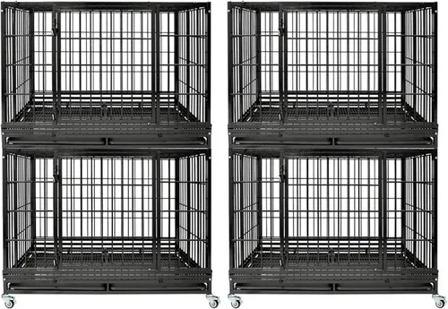 Miniatura 15 de Jaulas de dos niveles de 30 pulgadas para perros pequeños, jaula para perros de tamaño mediano para 2 perros, jaula resistente para perros, perreras