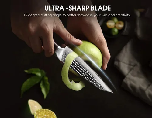 Miniatura 3 de BRODARK Cuchillo de pelar, cuchillo utilitario de Damasco de 5 pulgadas, cuchillo japonés VG10 con núcleo de acero ultra afilado con mango de ébano