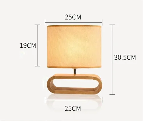 Miniatura 2 de Lámpara de escritorio LED con base de madera, lámpara de mesa, pantalla de tela, luces de mesa, lámpara de mesita de noche, luces de lectura