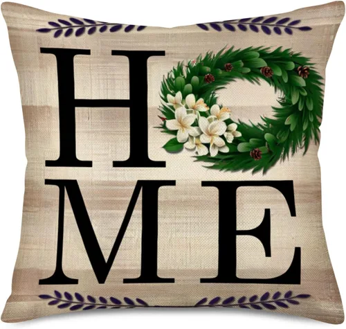 Miniatura 3 de Fukeen Juego de 4 fundas de almohada vintage a cuadros de búfalo con texto en inglés "Welcome Home Sweet Home" con frase "Welcome Home Sweet Home