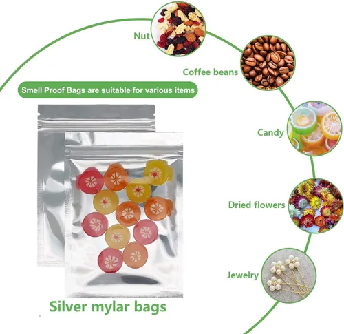 Miniatura 3 de Paquete de 100 bolsas de Mylar resellables, bolsas planas de 4 x 6 pulgadas con cierre de cremallera, bolsa de embalaje de almacenamiento