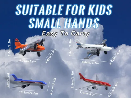 Miniatura 4 de Crelloci Toy Airplane Paquete de 6 Mini Aviones Fundidos a Presión, el Set de Juego Incluye Planeador y Aviones de Aerolíneas para Favores de Fiesta