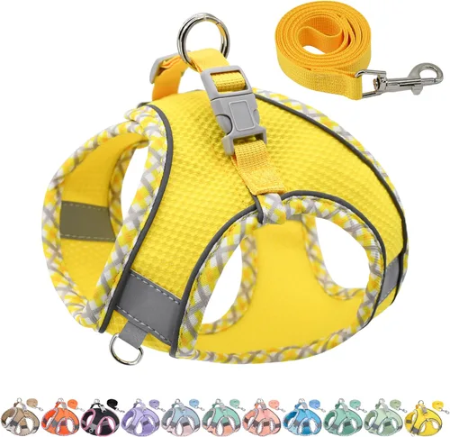 Miniatura 19 de AIITLE Arnés y Correa para Perro XXS - Arnés Pequeño para Perro Reflectante y sin Tirones, Transpirable para Cachorros Taza, Uso en Negro
