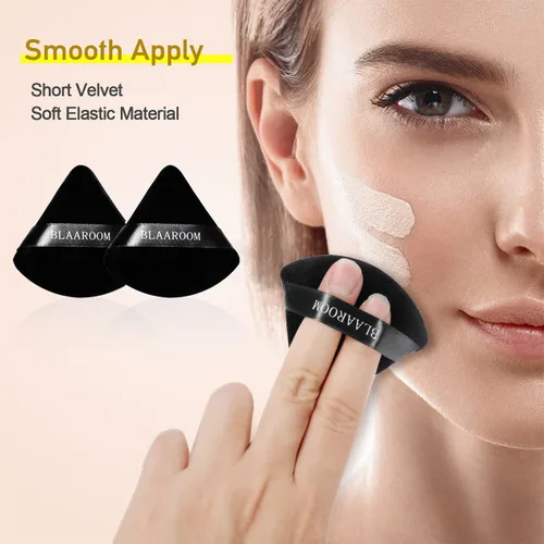 Miniatura 2 de 12 esponjas de maquillaje facial con forma de cuña, triángulos de terciopelo para polvo suelto, esponjas de base cosmética suave, herramientas