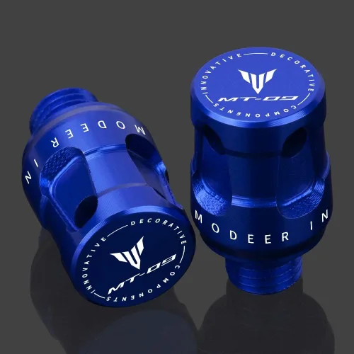 Miniatura 5 de Para MT 09 FZ09 Todo el año Motocicleta CNC M10 x 1.25 Espejo retrovisor Agujero Tapones Tornillos Espejo Retrovisor Soporte mt09 MT-09 fz 09 Azul