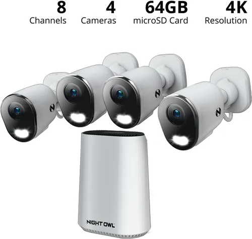 Miniatura 2 de Night Owl Concentrador de seguridad para el hogar con Wi-Fi de 8 canales con (4) cámaras de foco 4K HD para interiores y exteriores con audio de 2