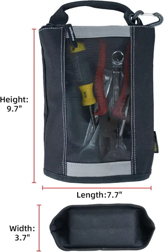 Miniatura 4 de Bolsa de herramientas con cremallera MELOTOUGH - Bolsa con cierre con ventana de malla y clip de mosquetón (4, Gris)