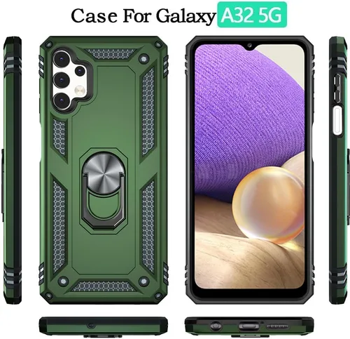 Miniatura 3 de Yiakeng Funda para Galaxy A32 5G, Samsung A32 5G, fundas protectoras de grado militar con anillo para Samsung Galaxy A32 5G (verde militar)