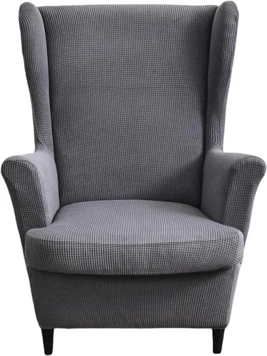 Miniatura 32 de NILUOH Funda para silla Wingback, 2 piezas, fundas elásticas de elastano para silla con respaldo de ala, funda lavable para sillones con respaldo