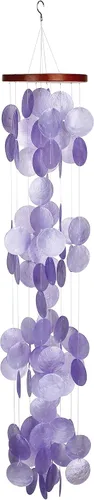 Miniatura 10 de Campanillas de Woodstock Chimes Colección Asli Arts, Cascada Capiz, Campanillas de viento de Capiz Azure de 40'' para exteriores, patio, hogar