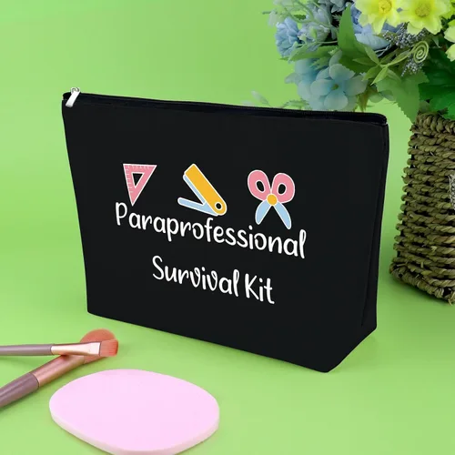 Miniatura 6 de Paraprofessional - 2 bolsas de maquillaje para regalo de agradecimiento para paraeducador, profesor, asistente, 2 piezas, bolsa de cosméticos, día