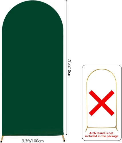 Miniatura 2 de AIBIIN Fondo de pared de arco verde de 3.3 x 7 pies, cubierta de marco de arco redondo esmeralda de 2 lados para boda, despedida de soltera