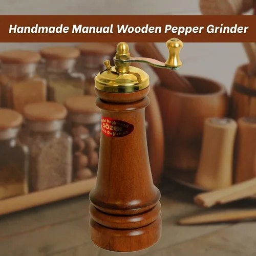 Miniatura 2 de Sozen - Molinillo de pimienta manual de madera, molinillo de pimienta turca manual de 5 pulgadas con rebabas de acero inoxidable, molinillo