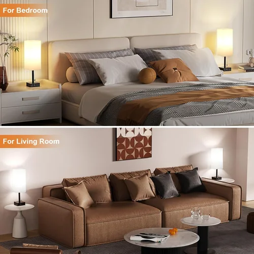 Miniatura 6 de aooshine - Juego de 2 lámparas de mesita de noche - Lámparas pequeñas de dormitorio blancas con 3 temperaturas de color (3000K/5000K/4000K), lámpara