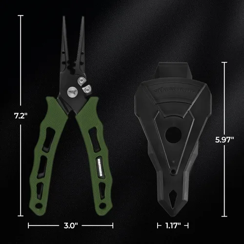 Miniatura 7 de KastKing Cutthroat - Alicates de pesca de 7 pulgadas con anillo dividido, herramientas de pesca de acero inoxidable 420, equipo de pesca resistente
