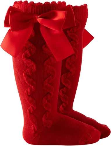Medias Princess Sock Baby Girls Calcetines sólidos para niños a media pantorrilla, hasta la rodilla, para niños pequeños, cuidado de bebés 20 (rojo,